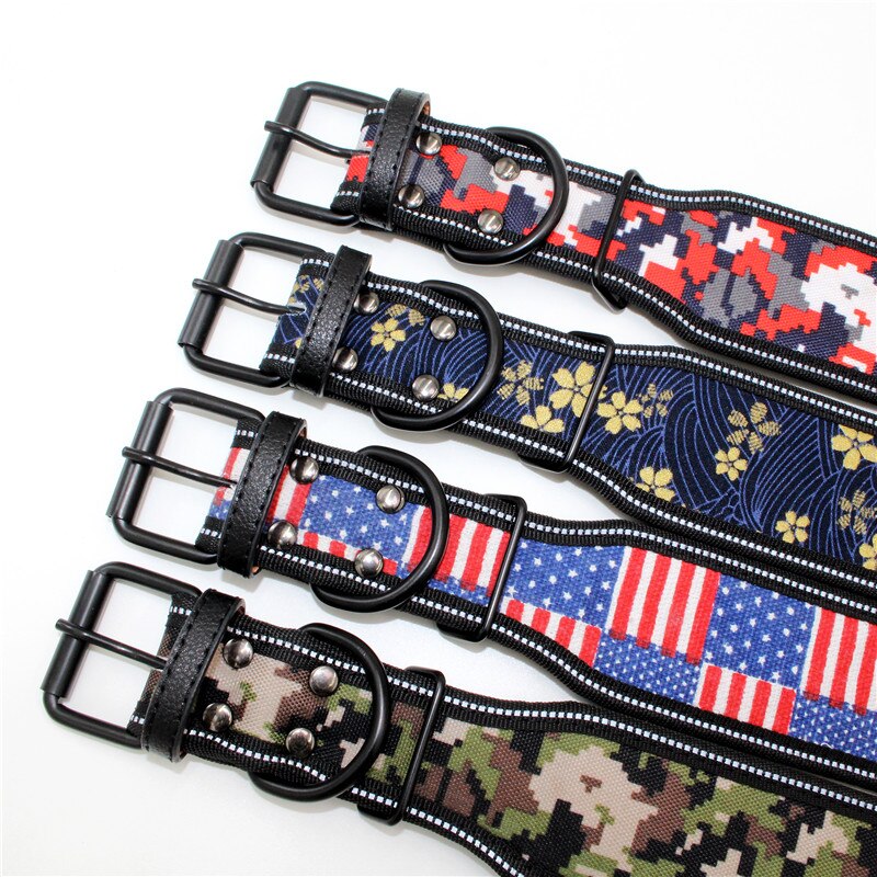 10 kleuren reflecterende puppy grote halsband met gesp verstelbare huisdierhalsband voor kleine, middelgrote en grote honden Pitbull-riem hondenketting