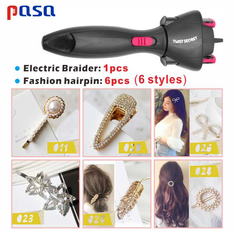 Dispositivo de tejido automático de Herramienta de Peinado eléctrico, trenza de pelo de dos hebras, estilo trenzado, bricolaje: DD2 1pc FJ6 6pc