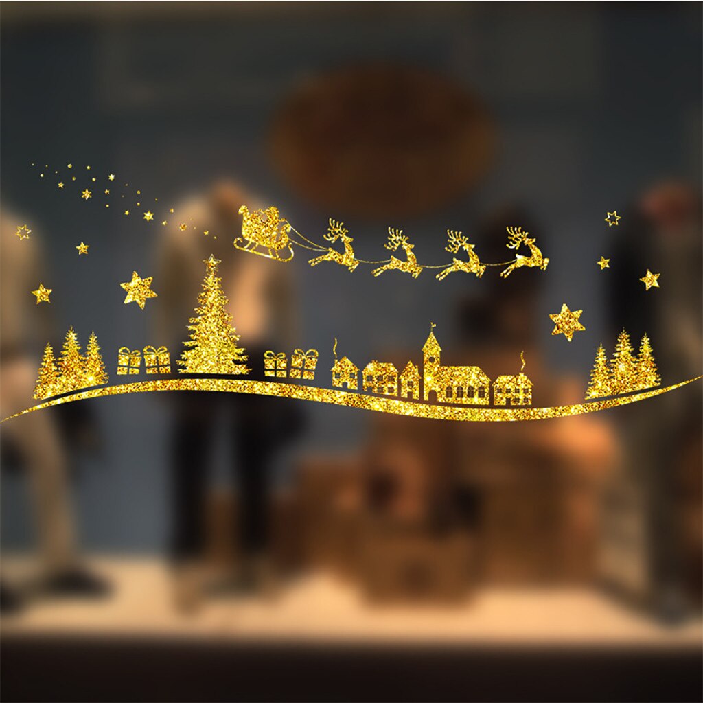 Merry Christmas Window Art Decals Family Room Wall Stickers Murals Decorative Stickers Removable Wall Art Stickers: F