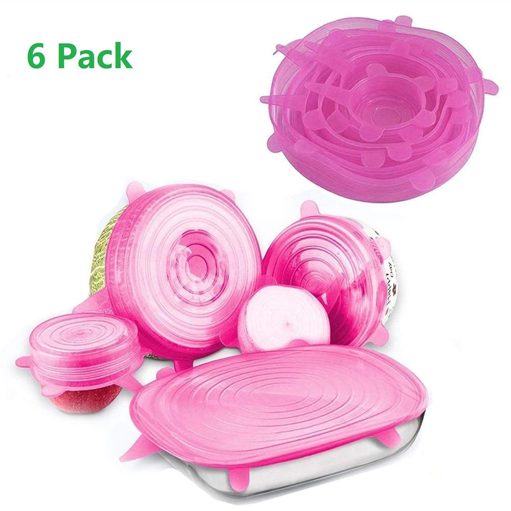 Keuken Gadget 6PCS Silicone Cooware Deksel Stretch Deksel Deksel Kom Container Voedsel Cover Kom Pot Deksel Houden Verse Afdichting kom Cover