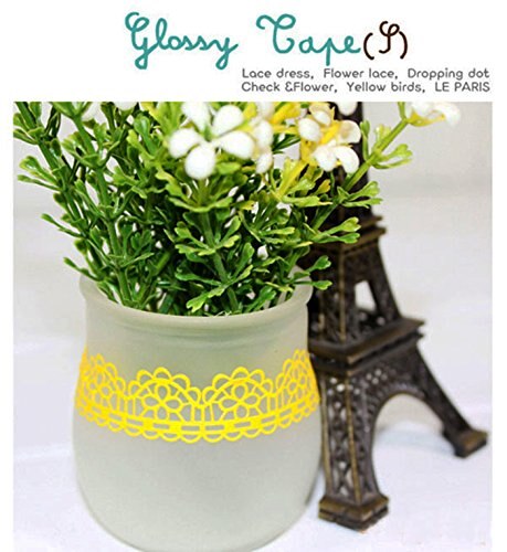 Cinta adhesiva decorativa para manualidades, cinta decorativa transparente con flores de encaje bonito, papel adhesivo, 3xrollo (Morado, blanco y verde)