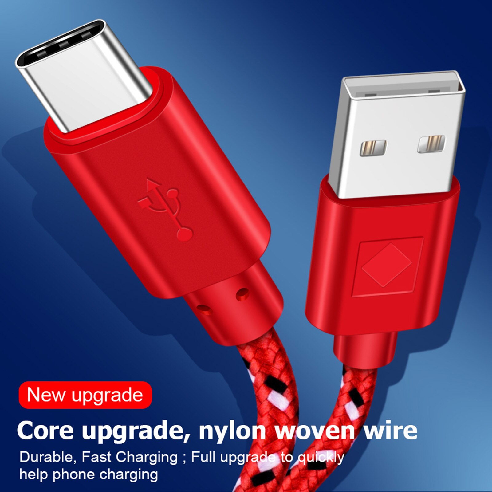 1m 2m 2-em-1 náilon usb para tipo c cabo de carregamento rápido carregamento do telefone móvel fio de carregamento usb c cabo de dados longo