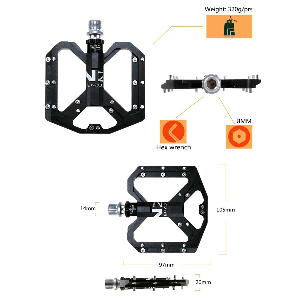 SHANMASHI ENZO Flat Foot Ultralight Mountain Bike Pedals MTB Aluminum Sealed 3 Bearing Anti-Slip Bicycle Pedals Bicycle Parts