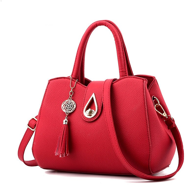 Bolsos de para mujer, bandolera de hombro con solapa de cuero PU, bolsillo para teléfono móvil, bolsillo interior con ranura: Rojo