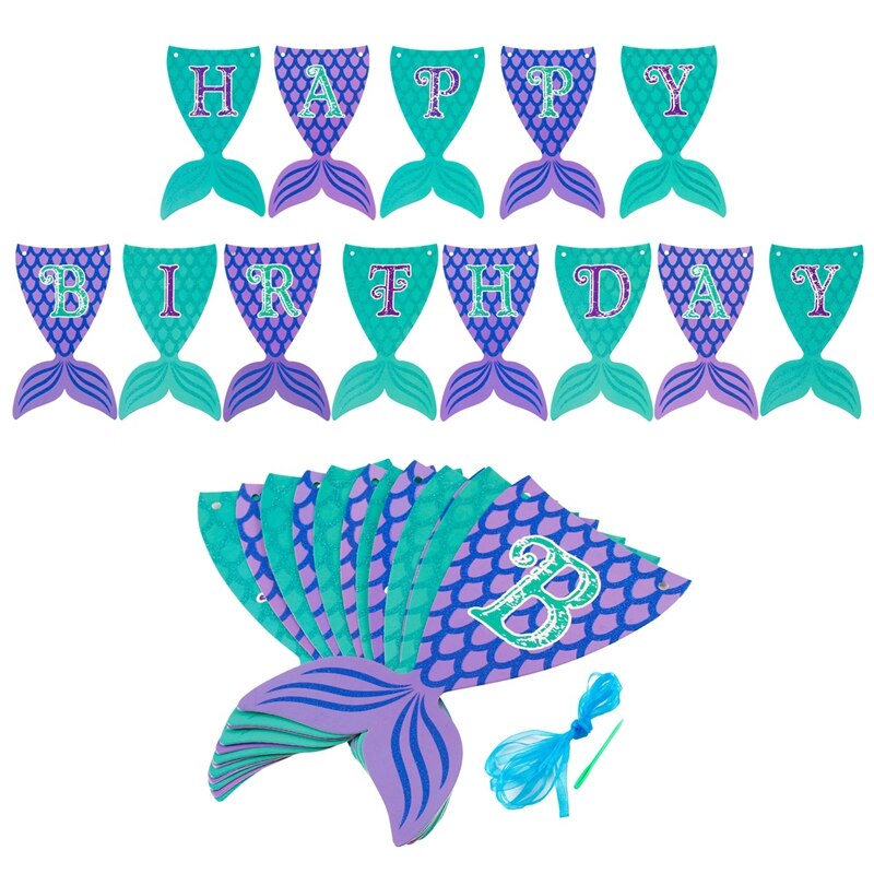 Frigg Little Mermaid Party Banner Happy Birthdat Party Supplies Mermaid Banner Blue Mermaid Balloons Baby Shower Decoration
