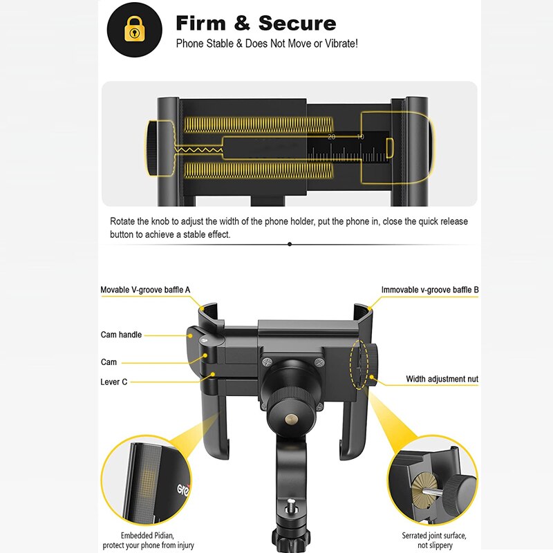 Fiets Telefoon Mount Moto Stuur Telefoon Houder Anti Shake Fiets Telefoon Klem Voor Racefiets/Mtb/Scooter Voor 3.5-7.0 ''Smartphone