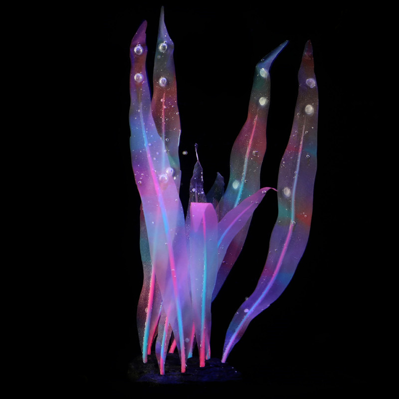 Decoración de acuario de Kelp Artificial, plantas acuáticas, césped acuático, adornos para pecera, accesorios de paisaje subacuático: Rosa