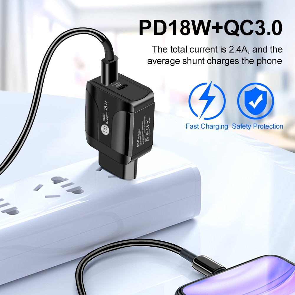 18W Schnell Ladegerät 3,0 USB Ladegerät Für Huawei P30 QC 3,0 Schnelle Zauberstab Ladegerät EU UK Stecker Adapte Für samsung Xiaomi Typ C PD Ladung