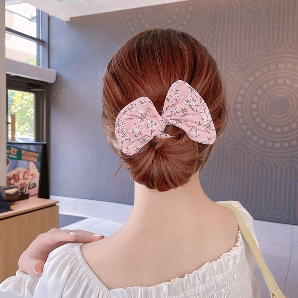 Diadema con estampado de moño, horquilla para mujer y niña, tela artesanal, creador de moño circular, soporte para cola de caballo, diadema, rizador, accesorios para el cabello