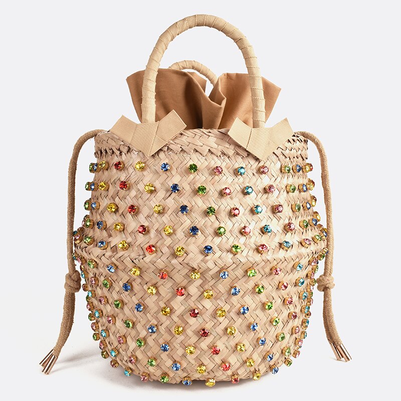 VIP acquista borsa da spiaggia per le vacanze estive con borse calde di design con borsa a secchiello intrecciata da donna con perle