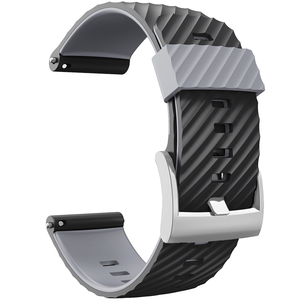 per Suunto 7/Suunto 9 cinturino di ricambio cinturino sportivo in silicone morbido per Suunto 9 Baro/9 spartano/9 GPS 24mm cinturino: Nero grigio