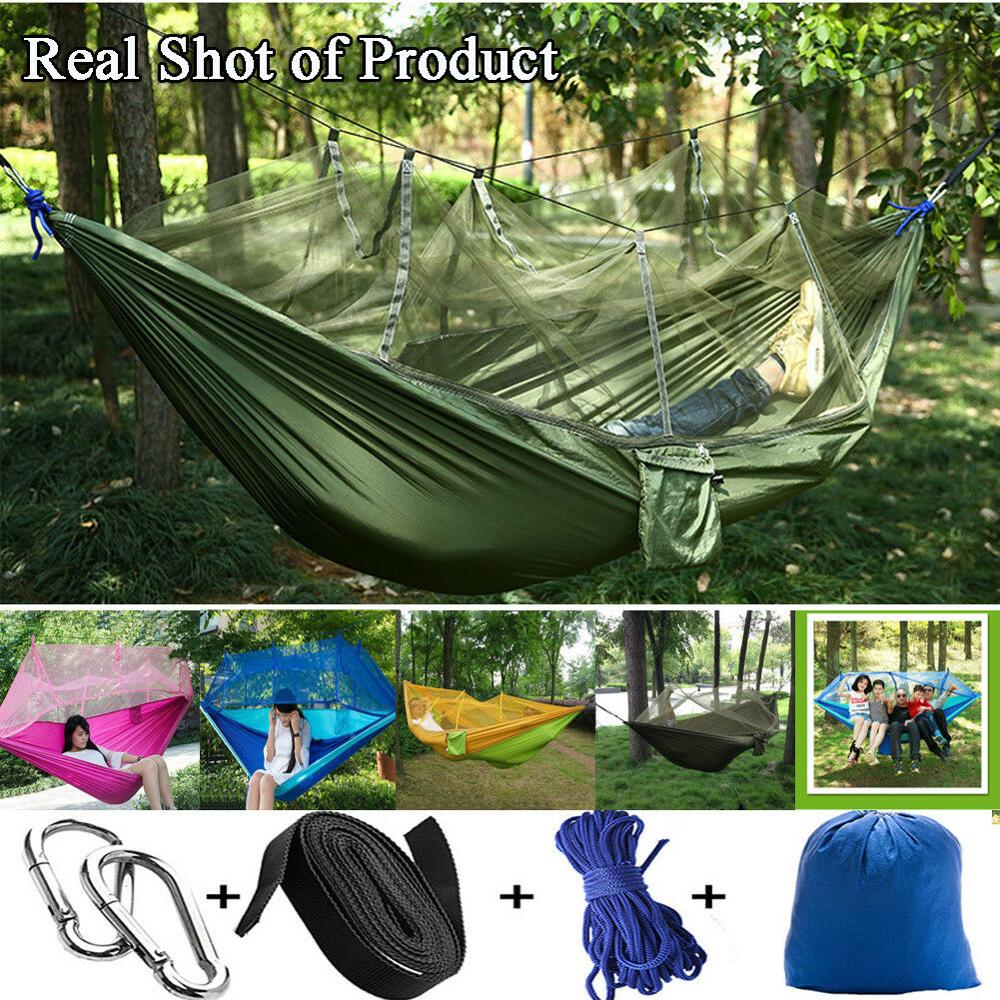 Dubbele Hangmat Draagbare Ultralight Klamboe Parachute Hangmat Met Anti-Muggenbeten Voor Outdoor Camping Tent
