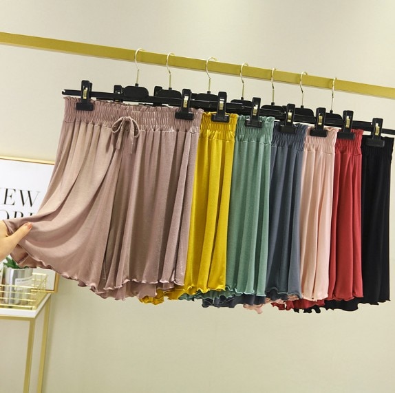 Modal kvindelig sommerhjem slid shorts bukser løs afslappet stor størrelse pyjamas bukser blødt bomuld nattøj lounge natbukser kvinder