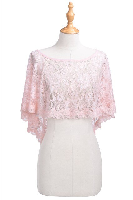 été dentelle mariée mariage boléro mariée opéra soirée fête de bal Costume Capes bleu Royal rouge vestes foulard de tête pour femme: Pink