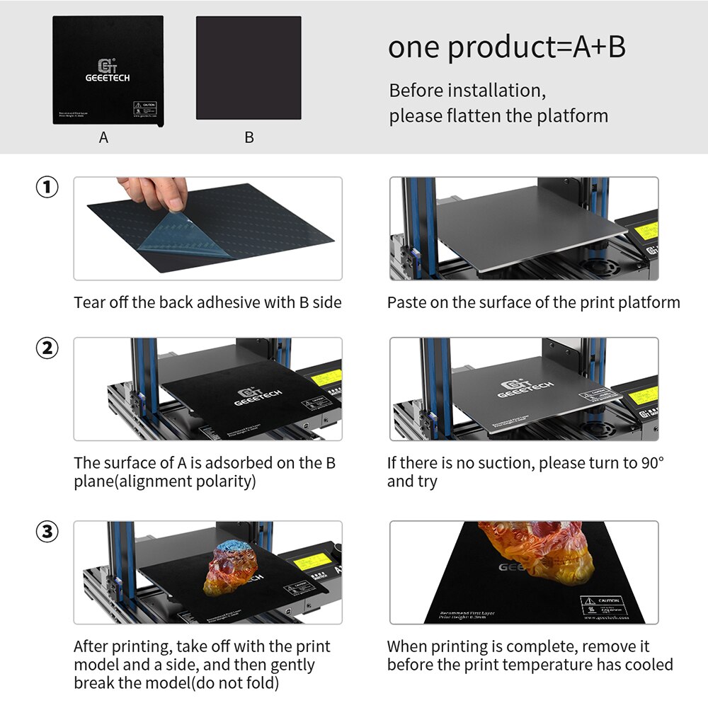 Geeetech Flexibele Verwisselbare Magnetische Plaat Bovenste En Onderste Montage Van Rubber Zuig Voor 3D Printer