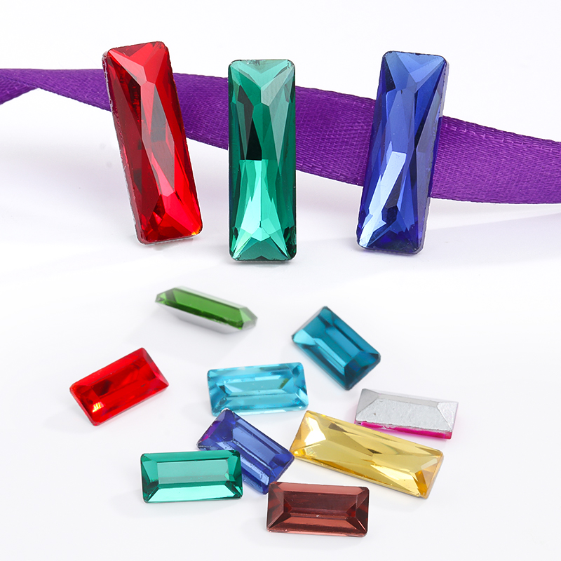 Meerdere Kleur Prinses Baguette Glas Accessoires Kleding Strass Mobiele Telefoon Patches Pointback Strass Accessoire
