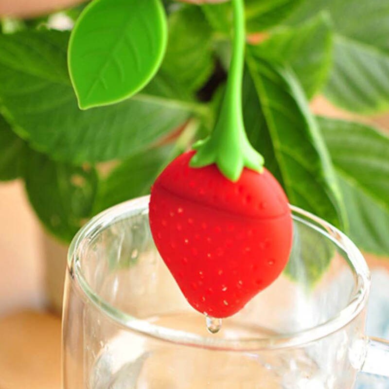 Infusor de té de silicona con forma de fresa, 1 Uds., colador de té, suministros de cocina, accesorio para tetera no tóxico