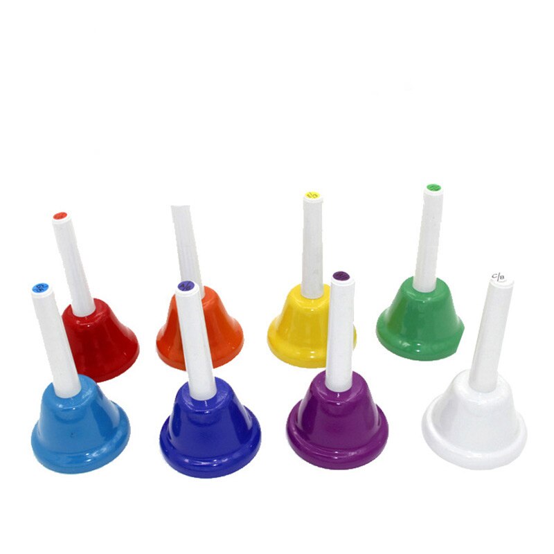 Clochettes musicales diatoniques 8 notes, ensemble de cloches à main, Instrument de Percussion pour tout-petits enfants adultes école église