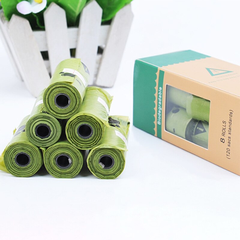 Compostable Dog Poop Bags Cornstarch Earth Friendly 8 rolls/box Biodegradable Pet Dog Cat Waste Bags Thicken Garbage Bag