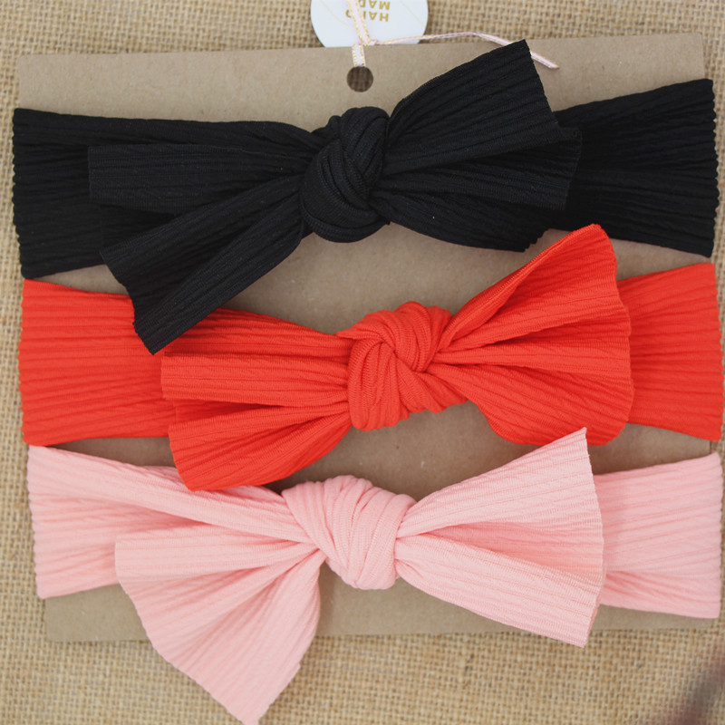 Bandeau à nœuds pour bébé, gros nœud noué, en tissu extensible, solide, accessoires pour cheveux de bébé
