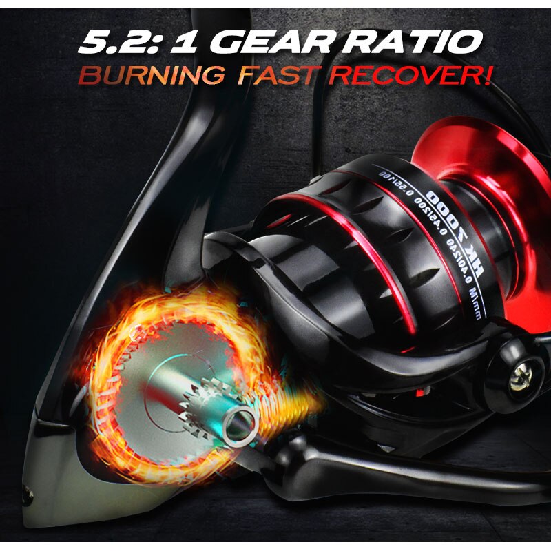 Fishing Reel HK 1000-7000 All Metal Spool Spinning Reel 10KG Max Drag 12BB Stainless Steel Handle Carp Fishing Reels