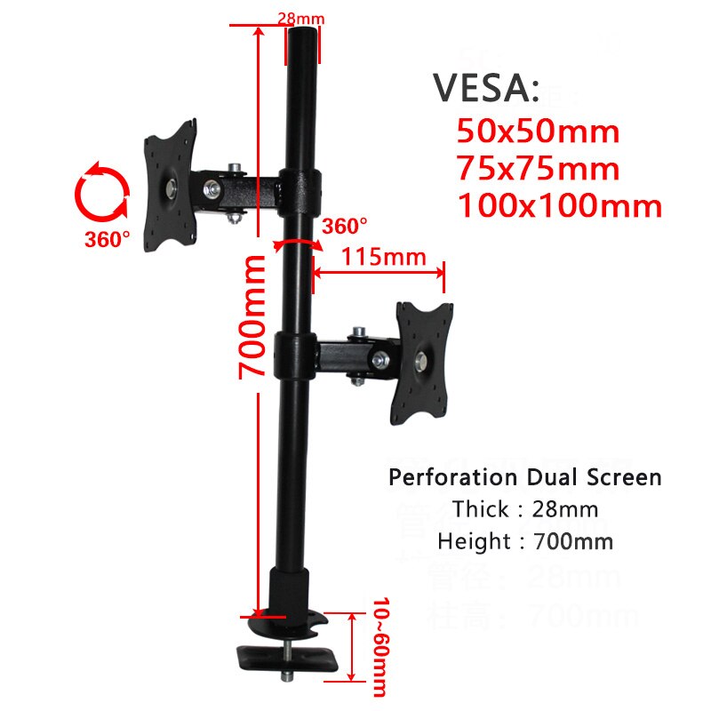 360 Degree Monitor Desktop Stand 17"-25" Monitor Holder Monitor Arm Full Motion Monitor Mount Bracket 100x100 Vesa Mount: CN018