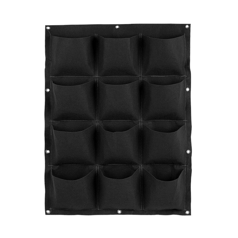 Bolsas de plantación para colgar en la pared, macetero Vertical para jardín, cultivo de plantas verdes, bolsa de vida vegetal, bolsas de suministros, 6/9/12/18 bolsillos: Black 12 pockets