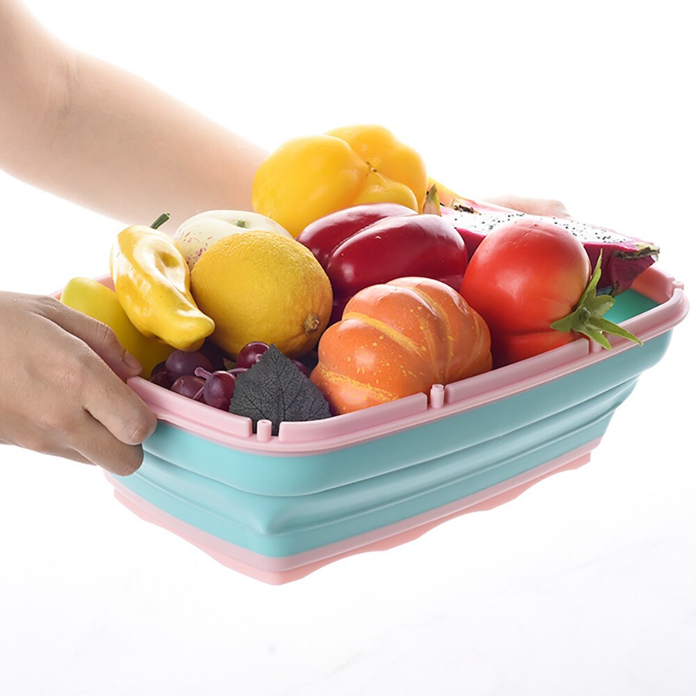 Multifunction Chopping Board Foldable Drain Basket Kitchen Knives Set Vegetable Cutting Board Veg Fruit Storage Basket Household