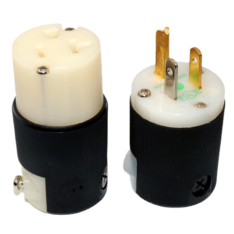 HiFi Audio US Plug Female Socket Hubbell HBL5266C NEMA 5-15P/15R American Standard Copper AC Power Supply Male Connector: WHITE