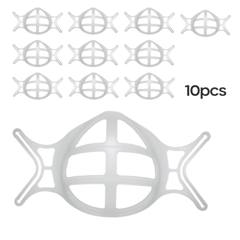 Soporte para mascarilla 3D, soporte transpirable de silicona, PE, protección Facial, herramienta de maquillaje, no se caída y no se desliza, 10 Uds.: 10 10pcs