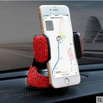 Luxe diamanten auto telefoonhouder beugel zuignap decoratie dashboard auto accessoires interieur vrouw decoratie bling strass steentjes: Rood