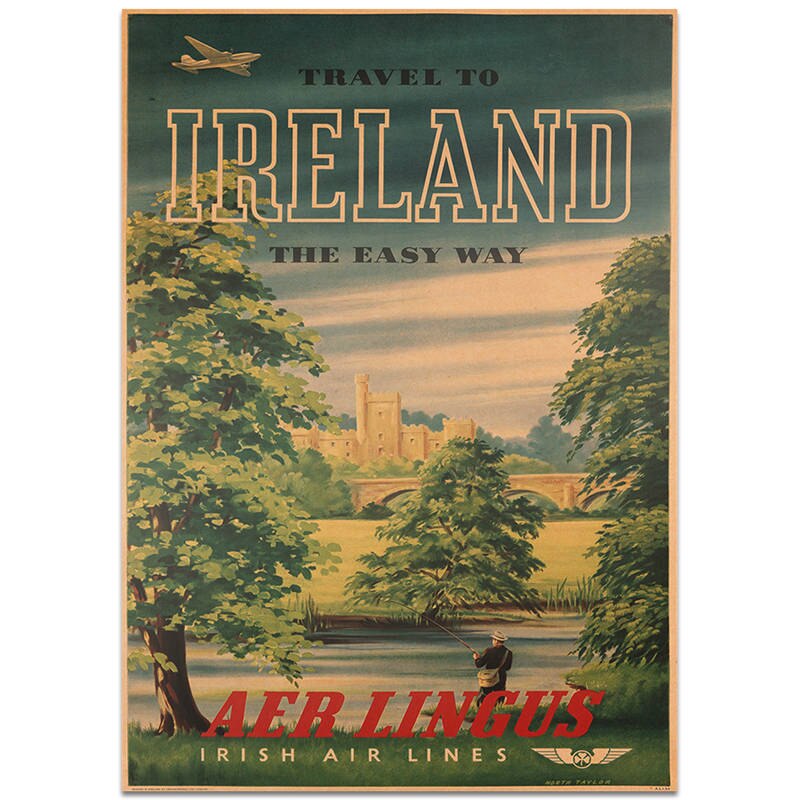 Irland Sommer Stadt Reise Poster Zauberstab Aufkleber Jahrgang Kraft Papier Kneipe Bar Hotel Dekor Hand Gemalte Landschaft Bild 42x30cm: TCITY69