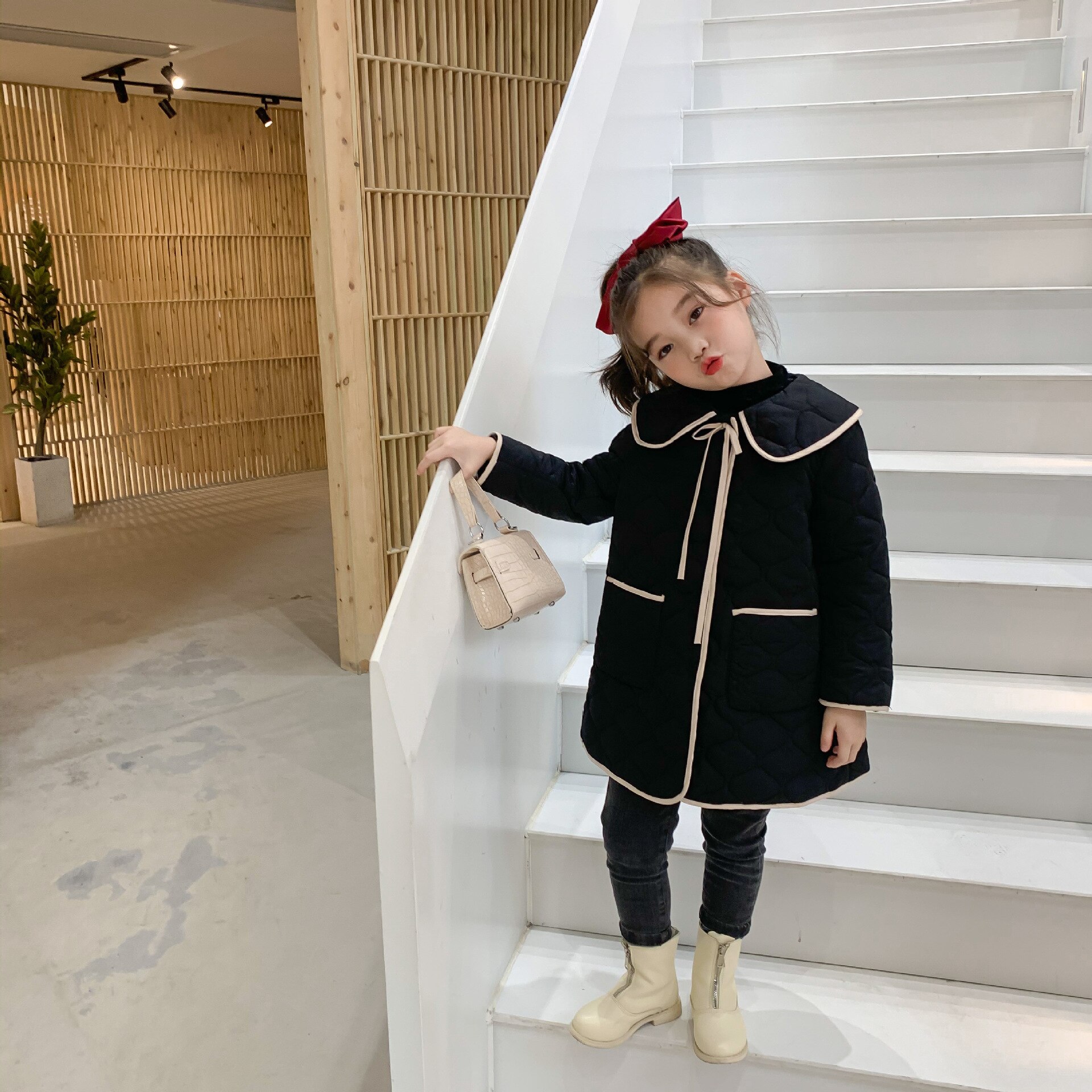 Winter Jacket Baby Korean Cotton Padded Coat Lightweight Western Style Covered Mid - Length