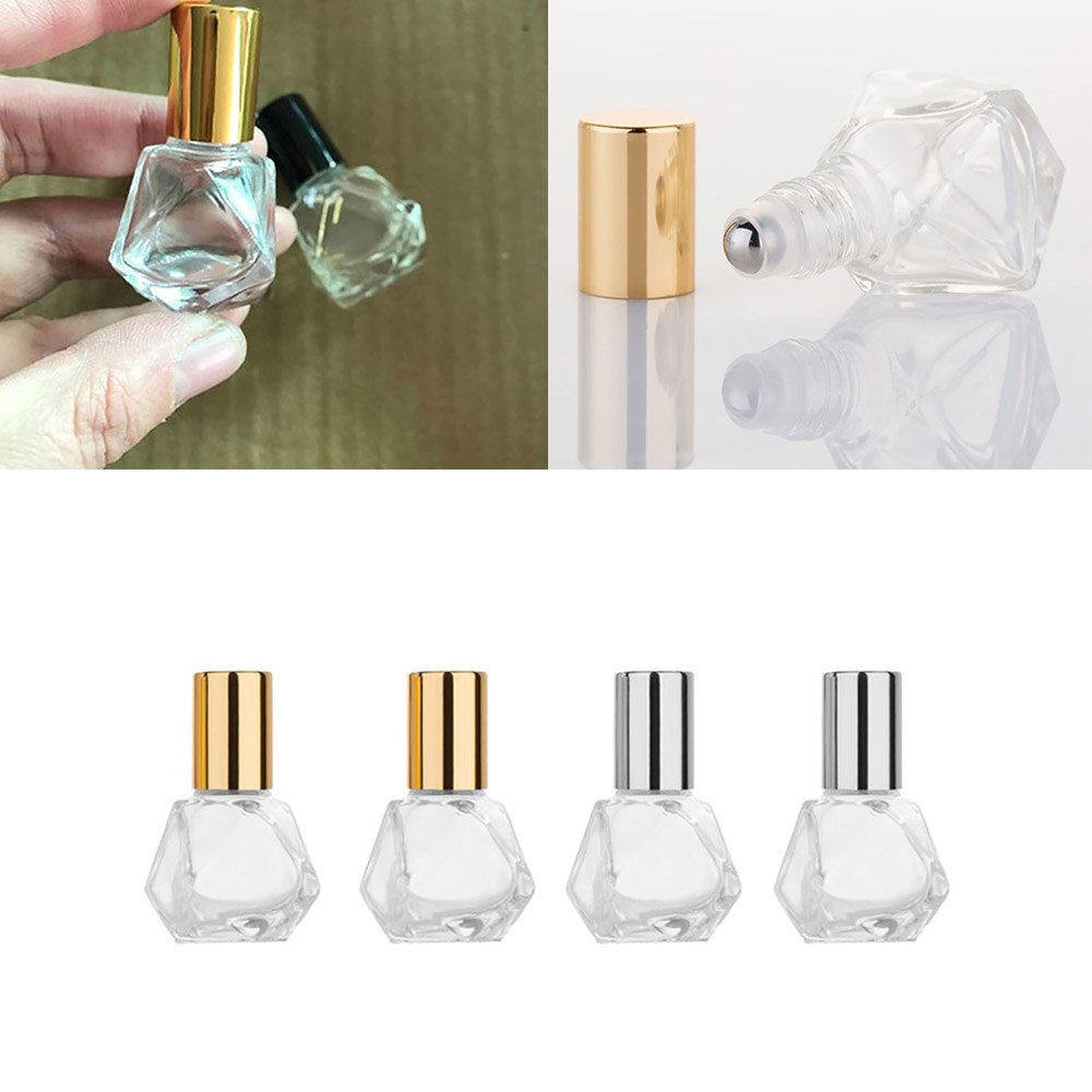 1Pc 8Ml Mini Essentiële Oliën Metalen Roller Bal Glazen Parfumflesjes Reiziger Lege Roll-On hervulbare Flessen