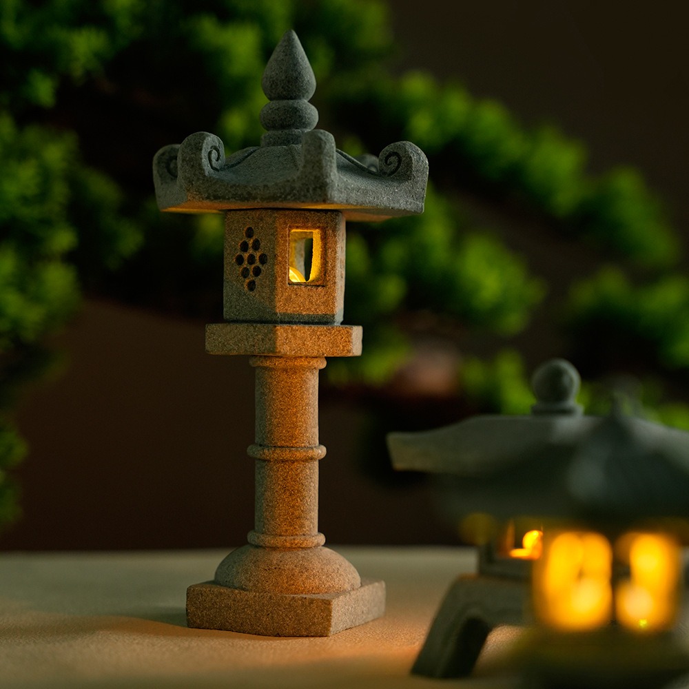 Mini Pagode Lantaarn Licht Tuinbeeld Micro Landschap Aquarium Zen Yard Aquarium Bonsai Zen Garden Home Outdoor Decoraties