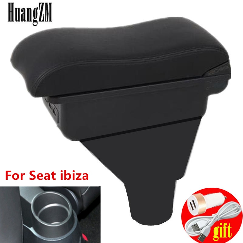 Pour Seat Ibiza 6j accoudoir boîte magasin central contenu boîte de rangement accoudoir boîte avec support de verre cendrier interface USB