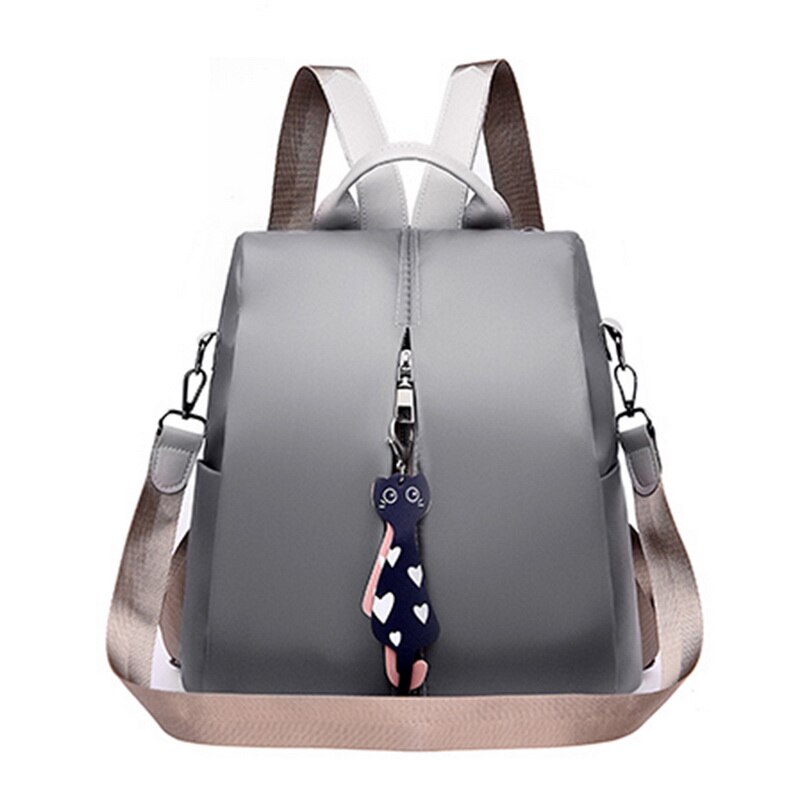 Anti Theft Backpack Women Shoulder School Bag For Teenage Girls Nylon Female Zipper Backpack Ladies Casual Book Bag: gray E