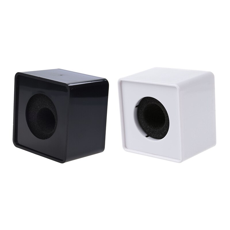 2 stuks abs microfoon mini telefoon interview vierkant vierkant logo vlag station 39mm gaten, wit & zwart
