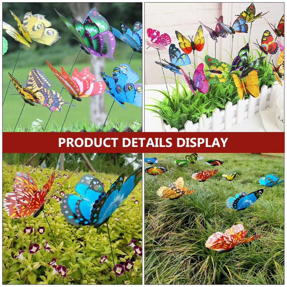 10Pcs Simulation Butterflies Gardening Inserting Rods Lawn Layout Craft Works