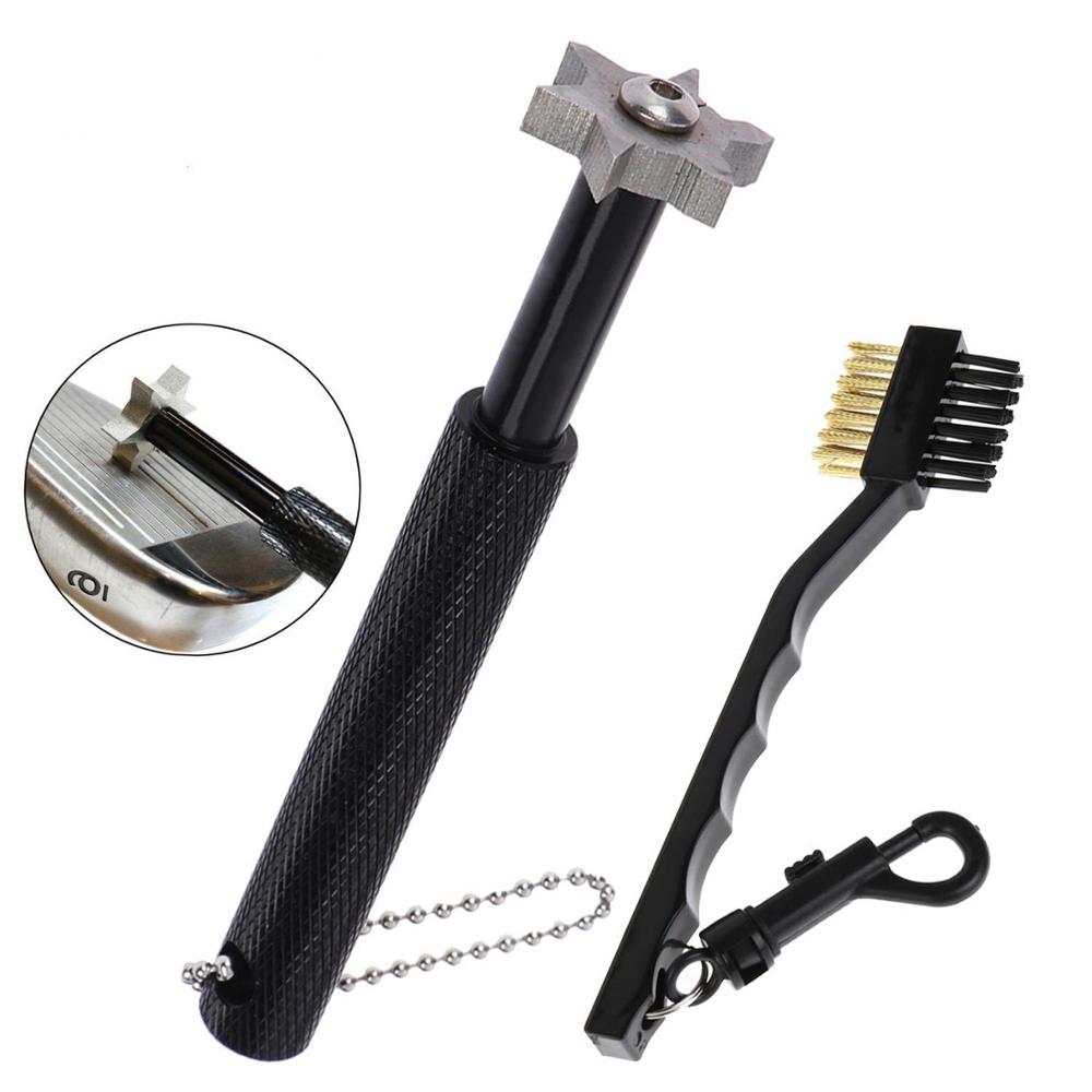 Training Aid Clean Tools Golf Club Groove Sharpener with Brush Iron Wedge V U Blade 6 Cutters Golf Accessories Cleaner Practice: Black SharpenerBrush