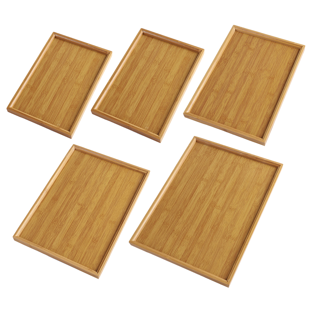 Bandeja para servir Rectangular de madera de bambú, bandejas para tazas de té, vajilla, bandeja de comida, bandeja de almacenamiento para cocina, , barra de té