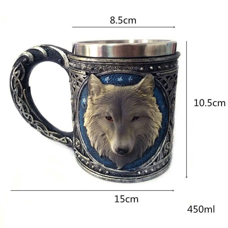 Halloween Mok Beker Retro Hars Roestvrij Staal Bier Mok Skull Knight Koffie Water Cup Viking Thee Mok Bar Decoratie: 450ml B