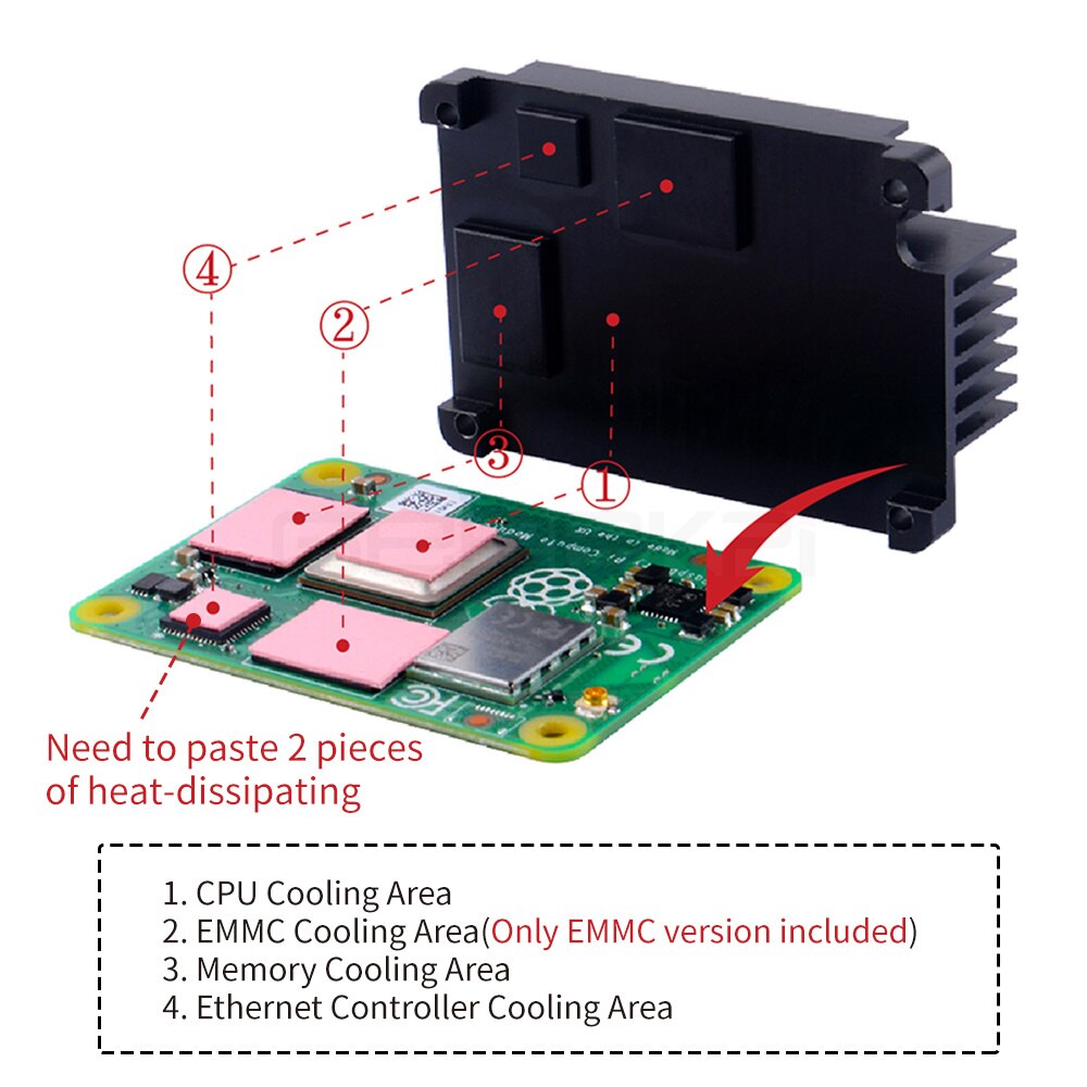 Raspberry Pi Aluminum Alloy CNC Heat Sink Passive Heat without Fan for Raspberry Pi CM4 Module