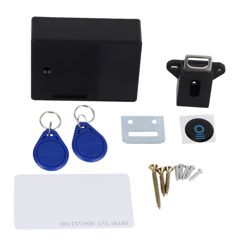 2set RFID Electronic Cabinet Lock DIY for Wooden Drawer Cabinet, Ready for Use & Programmable(Black&White)