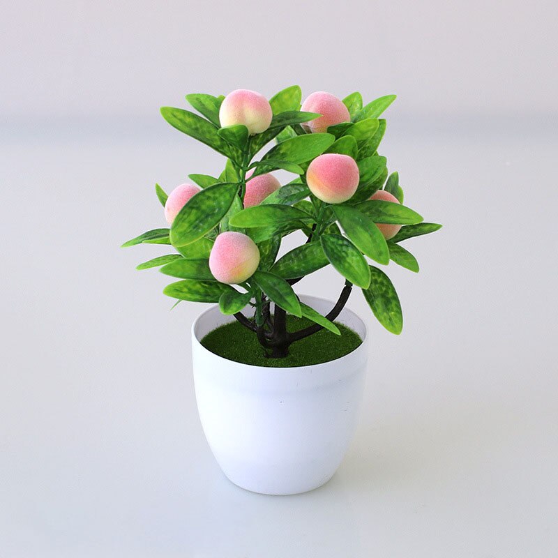 Kunstige planter bonsai appelsin granatæble frugt chili træ potte vindueskarm dekoration hjemme bord dekoration mini plast ornament: 13