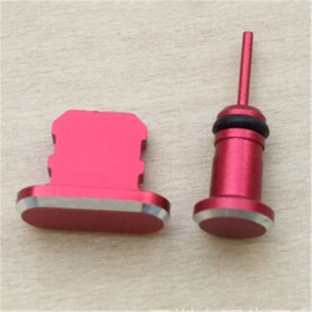 1 sæt micro usb opladningsport øretelefonstik telefon metal støvstik stik støvkant anti støvstik: Rd