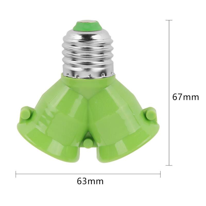 2 In 1 Double E27 Socket Base Bulb Extender Splitter Contact Adapter Converter Plug Halogen Lamp Bulb Holder Copper Fireproof: Green