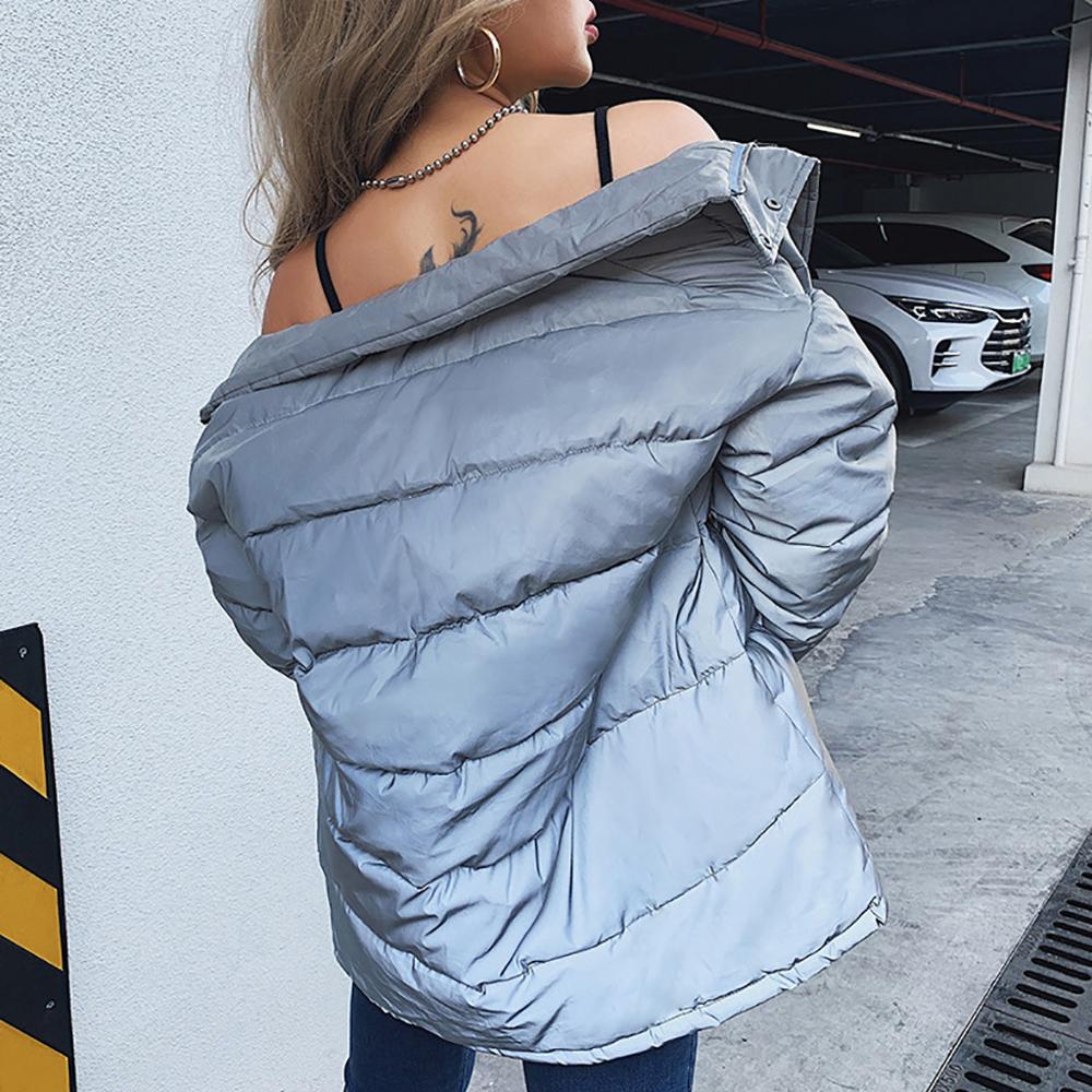 Chaqueta impermeable luminosa para mujer Parka invierno reflectante chaquetas femeninas acolchadas abajo Parkas Casual mujer abrigo