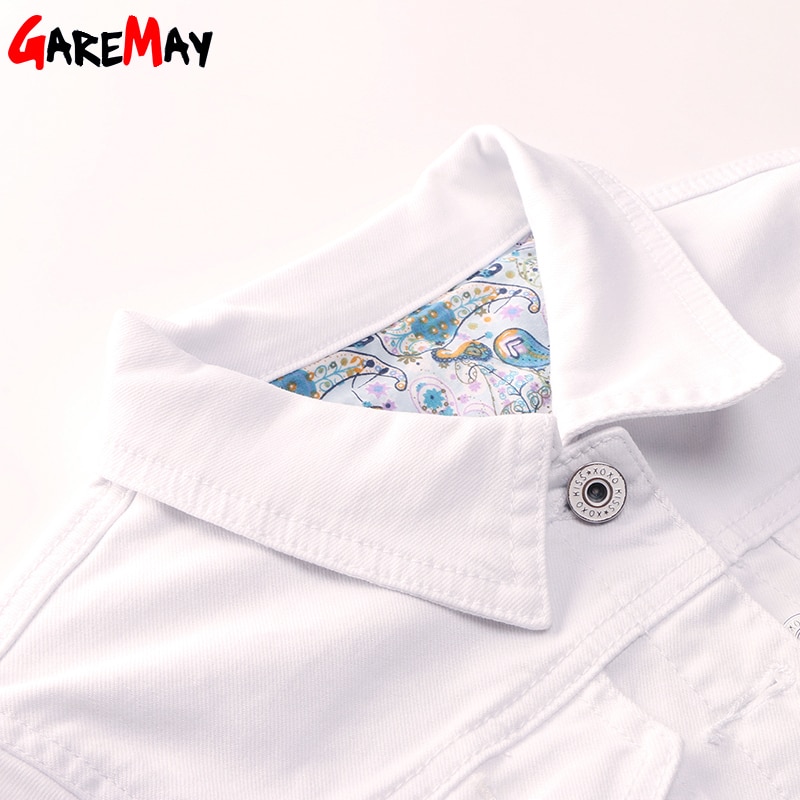 GAREMAY Basic Jeans Jacket Women White Spring Woman Denim Denim Womens Coats And Jackets Jean Slim Short Coat Jacket Feminina