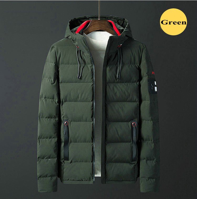 Veste d'hiver streetwear pour homme, parka épaisse et chaude à capuche, manteau d'hiver décontracté et slim pour étudiant: Vert armée / Taille chinoise s